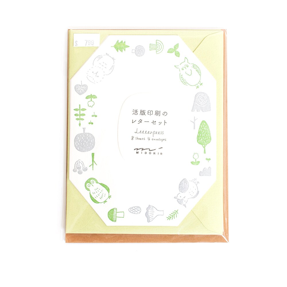 Stationery, Gifts, Midori Letterpress, Letter Set, Owls, 713866